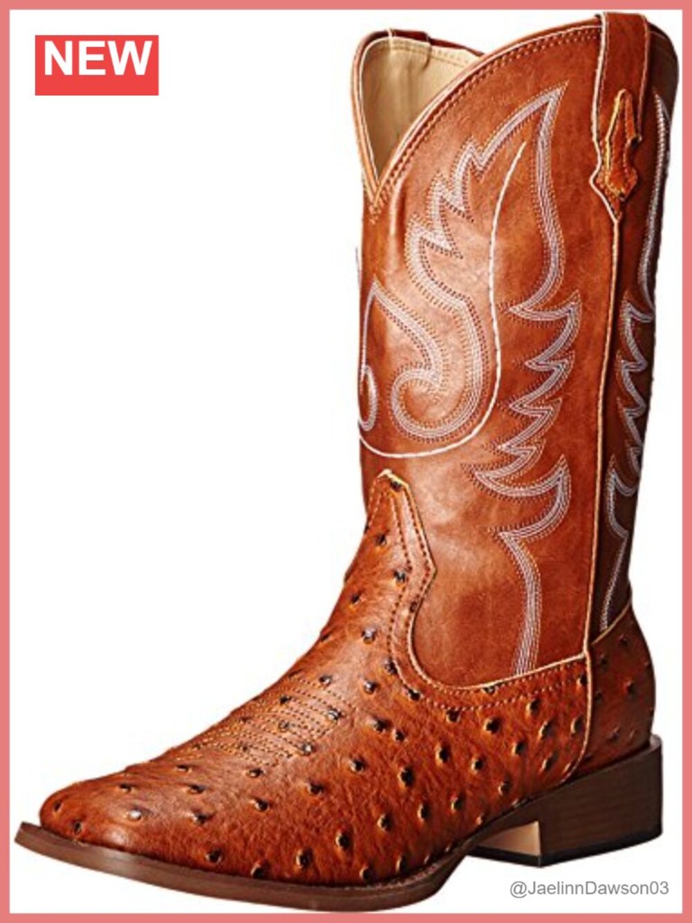 Women's Faux Leather Pull-On Riding Boots with Ostrich Print and Block Heel,